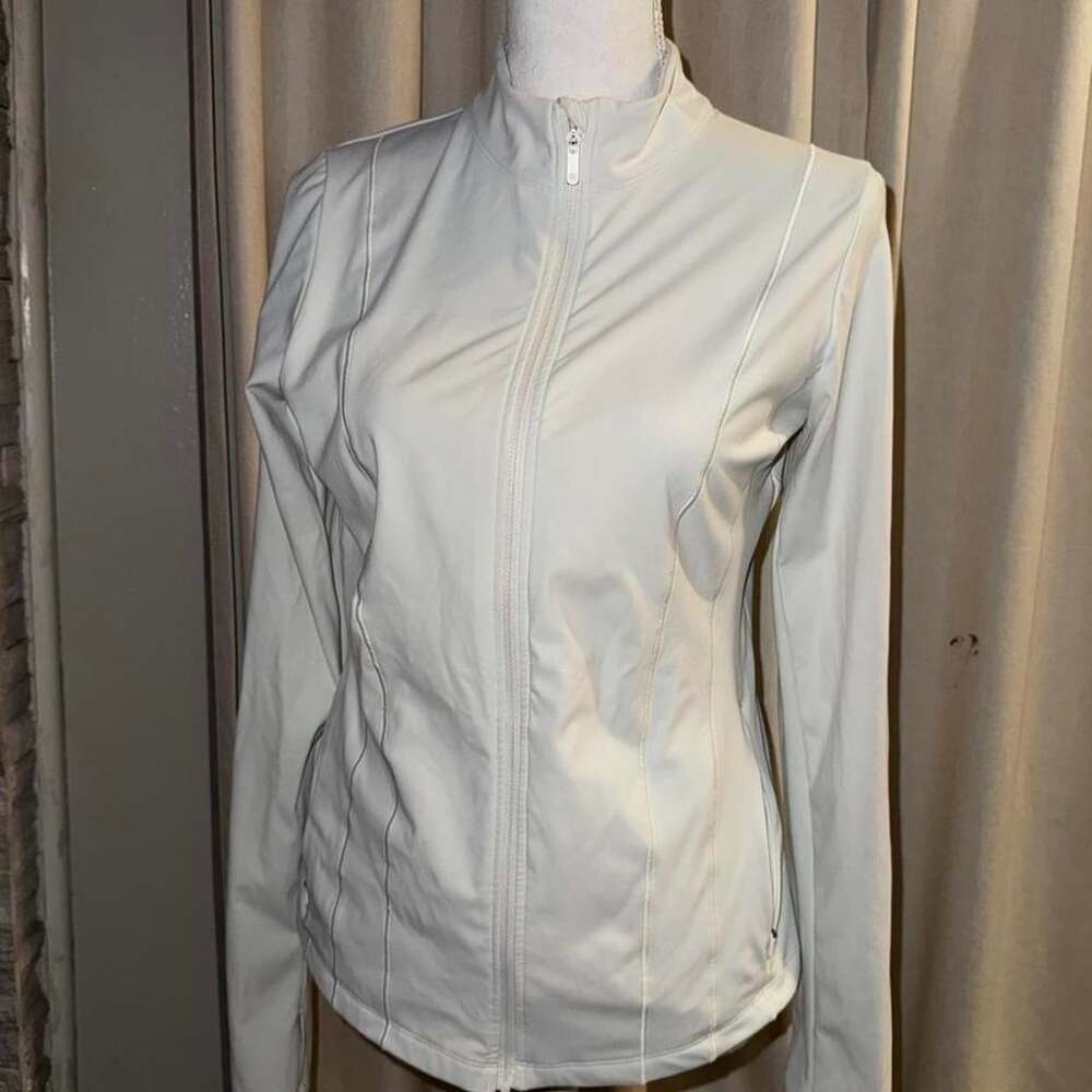 CALIA Full-Zip Athletic Jacket Size L White Mock Neck Running Track